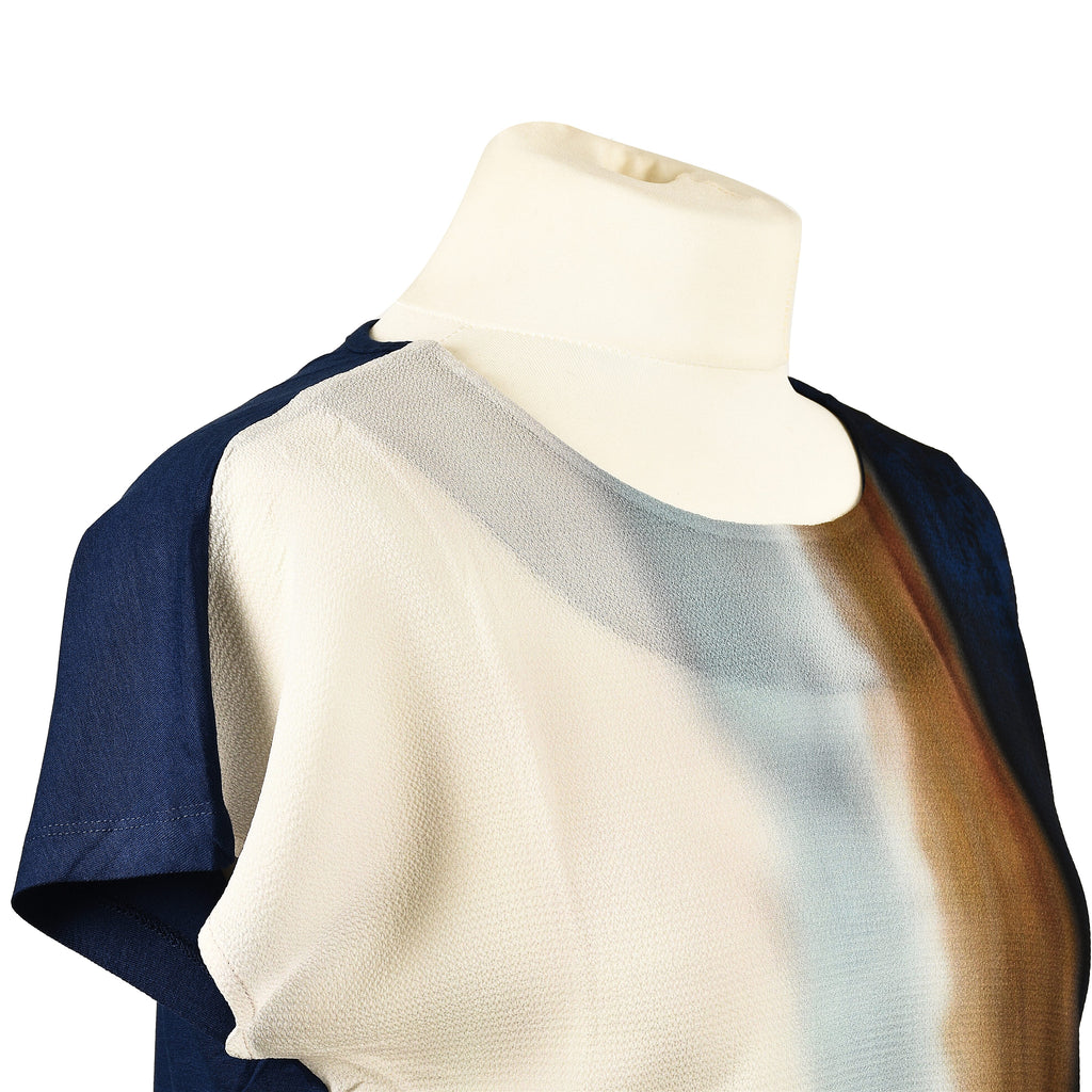 JOVIE Low Sleeves Blouse (Size M-L - 10-12) - Navy & Multi