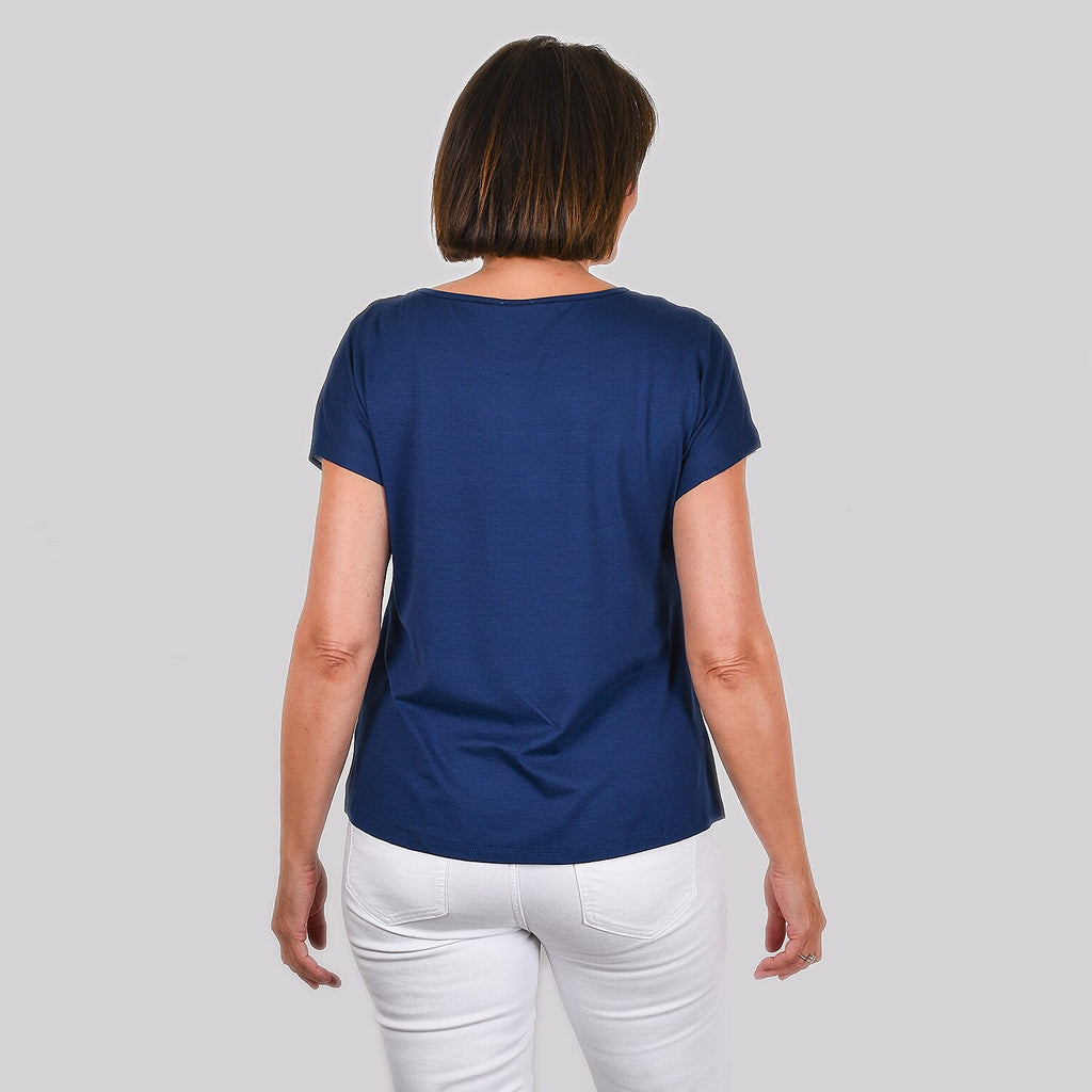 JOVIE Low Sleeves Blouse (Size XL-XXL - 14-16) - Navy & Multi