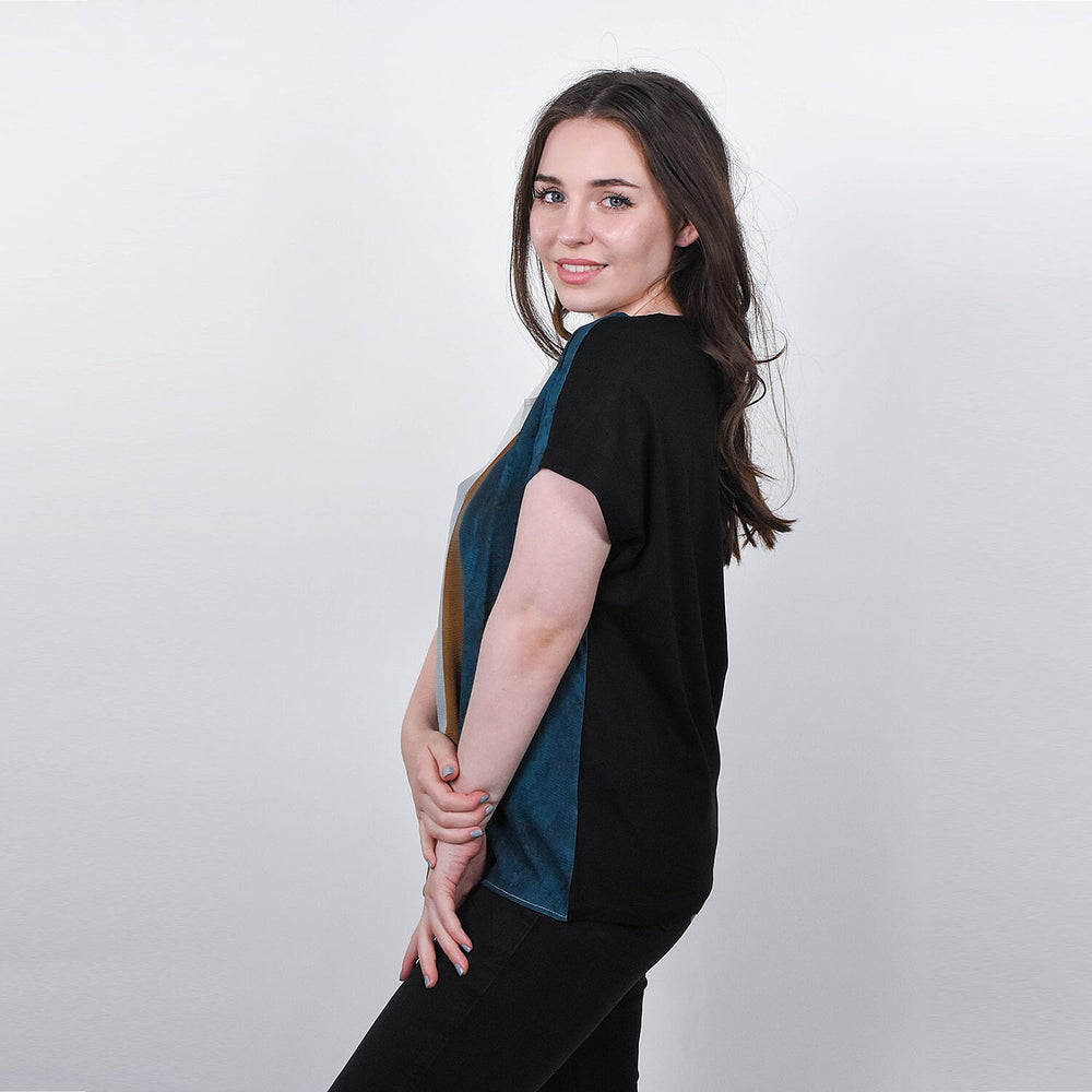 JOVIE Low Sleeves Blouse (Size S-M - 8-10) - Black & Multi