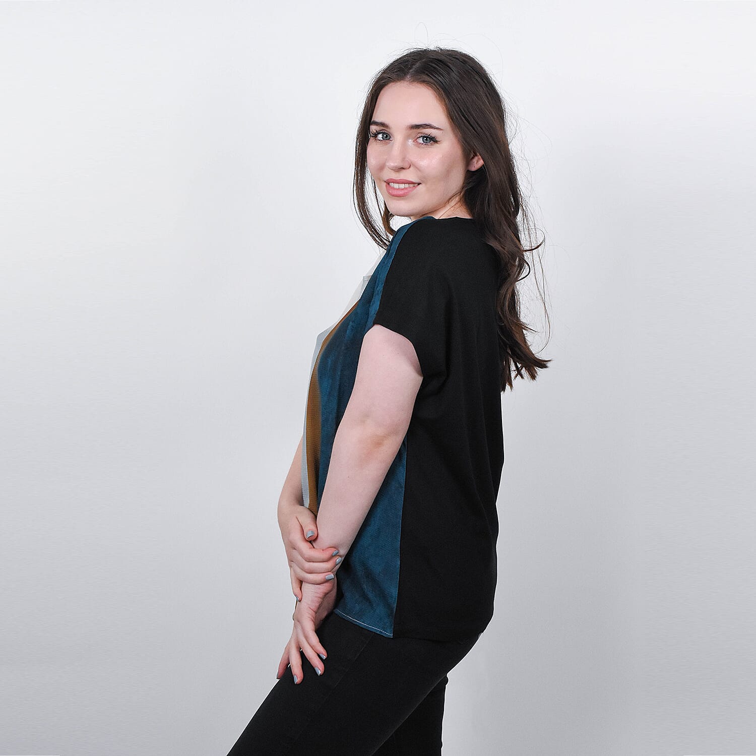 JOVIE Low Sleeves Blouse (Size S-M - 8-10) - Black & Multi