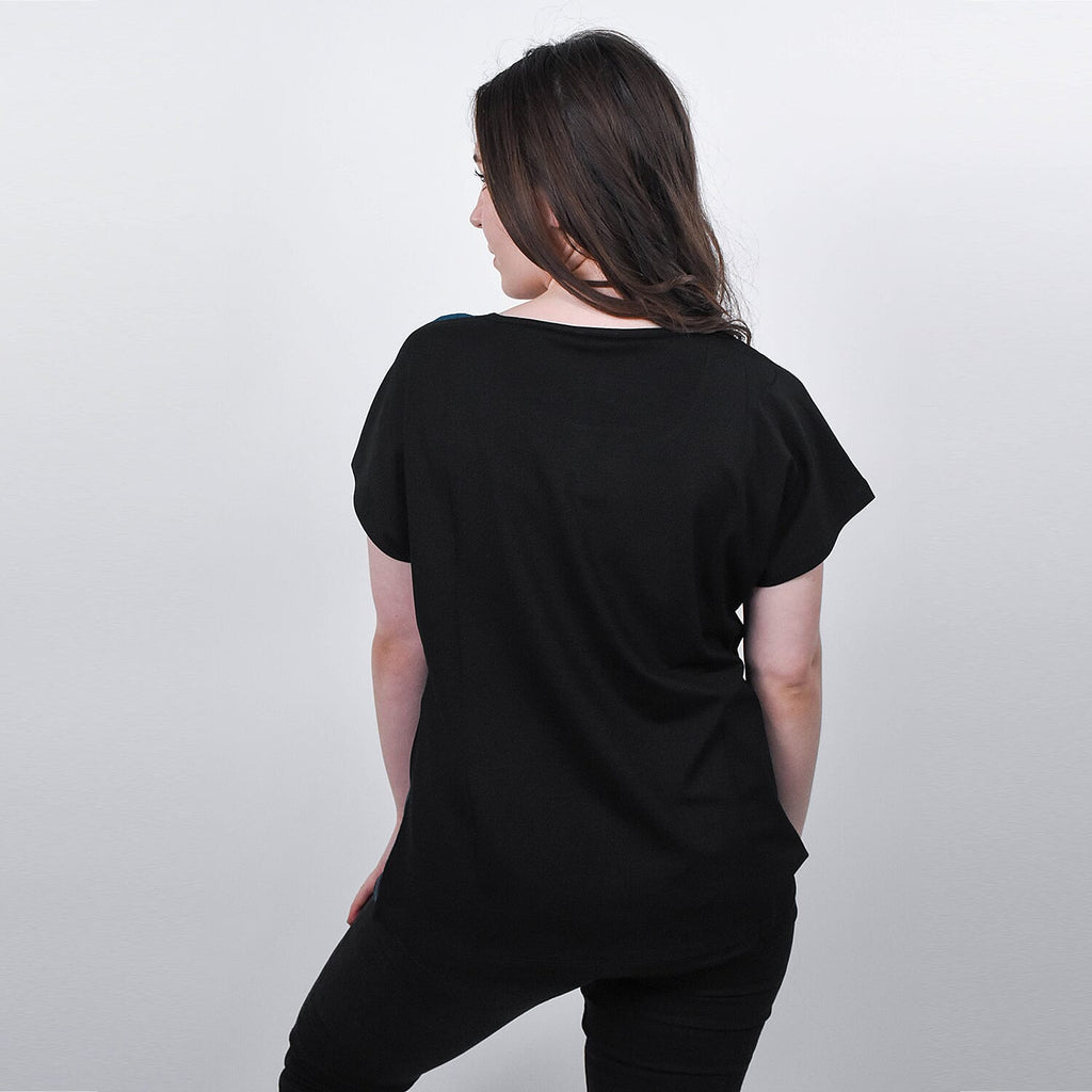 JOVIE Low Sleeves Blouse (Size M-L - 10-12) - Black & Multi