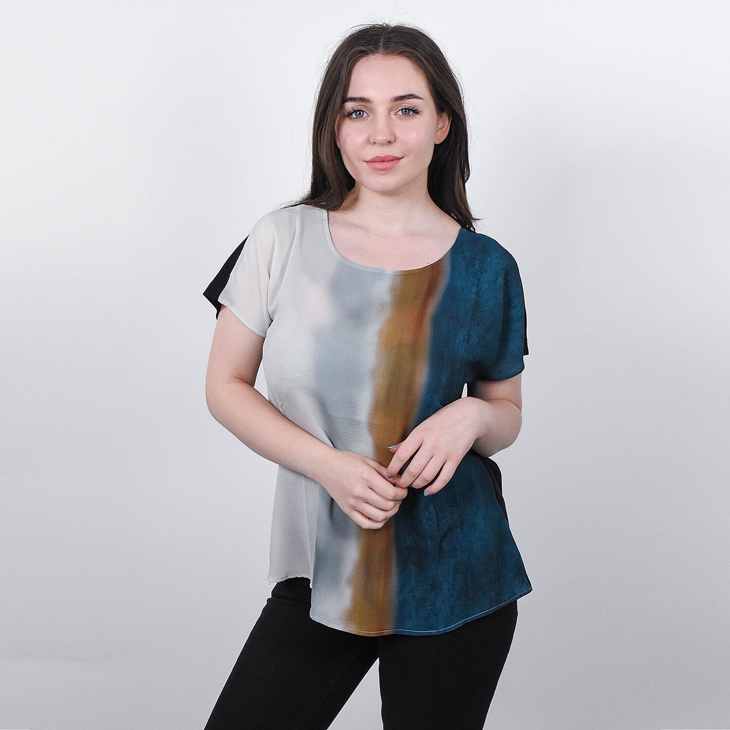 JOVIE Low Sleeves Blouse (Size L-XL - 12-14) - Black & Multi