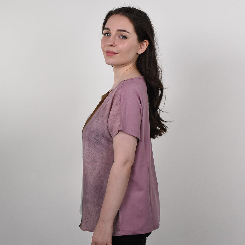 JOVIE Low Sleeves Blouse (Size L-XL - 12-14) - Dusty Pink & Multi