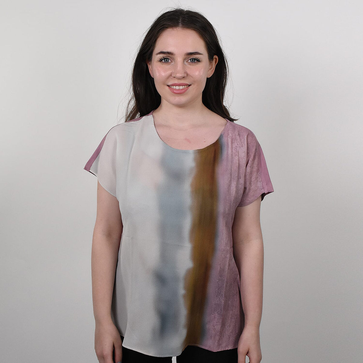 JOVIE Low Sleeve Blouse (Size XL-XXL - 14-16) - Dusty Pink & Multi