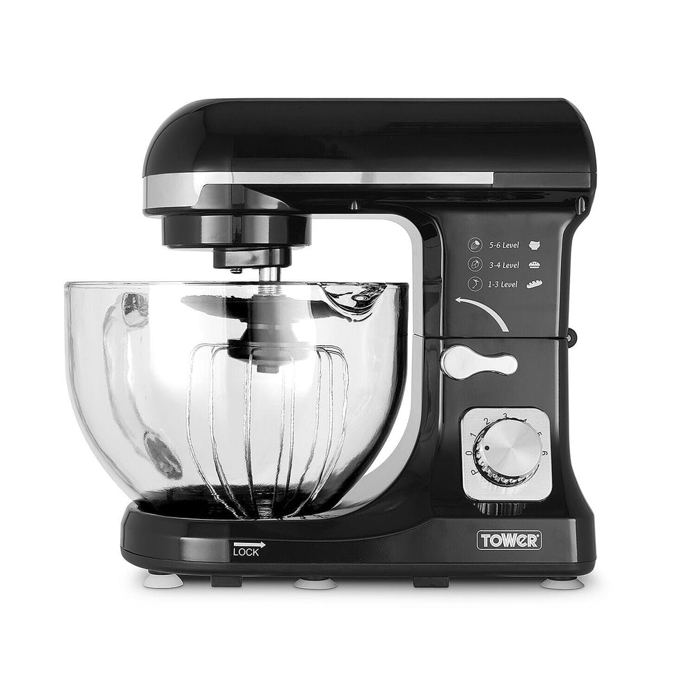 TOWER 3 in 1 Stand Mixer, 5 Litre Glass Bowl with 6 Speeds and Pulse Setting - 1000W