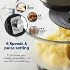 TOWER 3 in 1 Stand Mixer, 5 Litre Glass Bowl with 6 Speeds and Pulse Setting - 1000W
