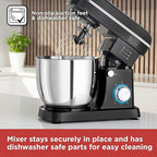 3-in-1 Stand Mixer with Beater, Balloon Whisk & Dough Hook Attachments (Power 1300W) - Black
