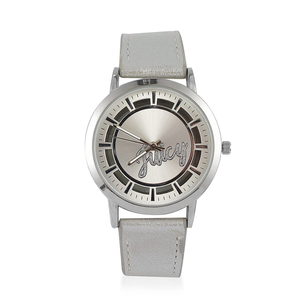 Ladies Watch in Mineral Glass with Leather Strap - Silver