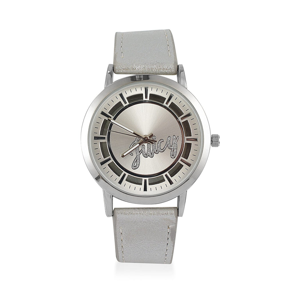 Ladies Watch in Mineral Glass with Leather Strap - Silver