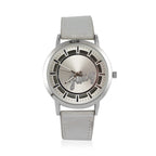 Ladies Watch in Mineral Glass with Leather Strap - Silver