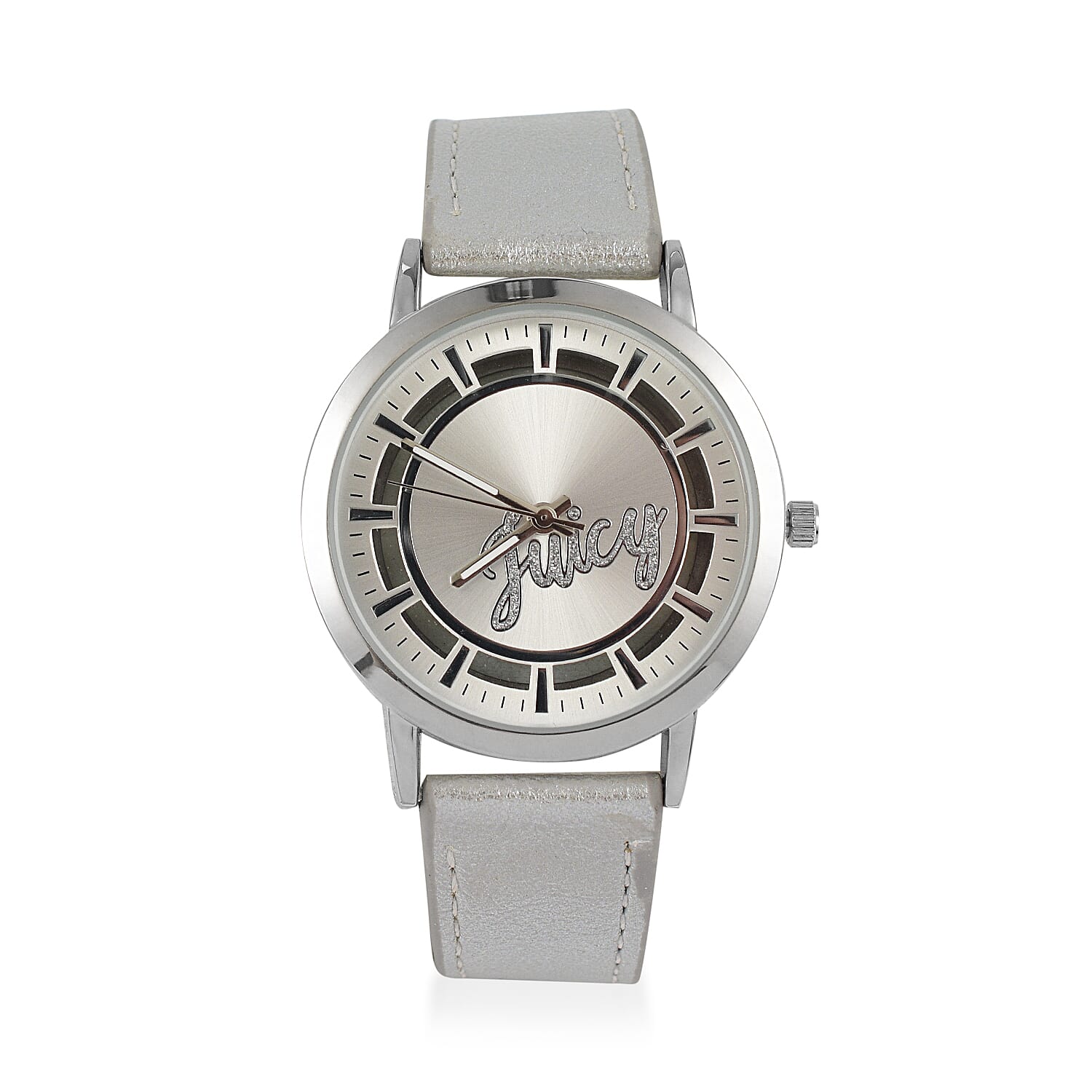 Ladies Watch in Mineral Glass with Leather Strap - Silver