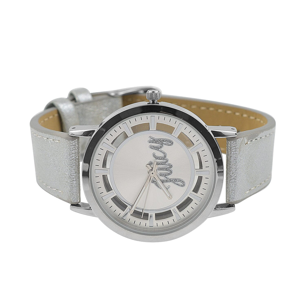 Ladies Watch in Mineral Glass with Leather Strap - Silver