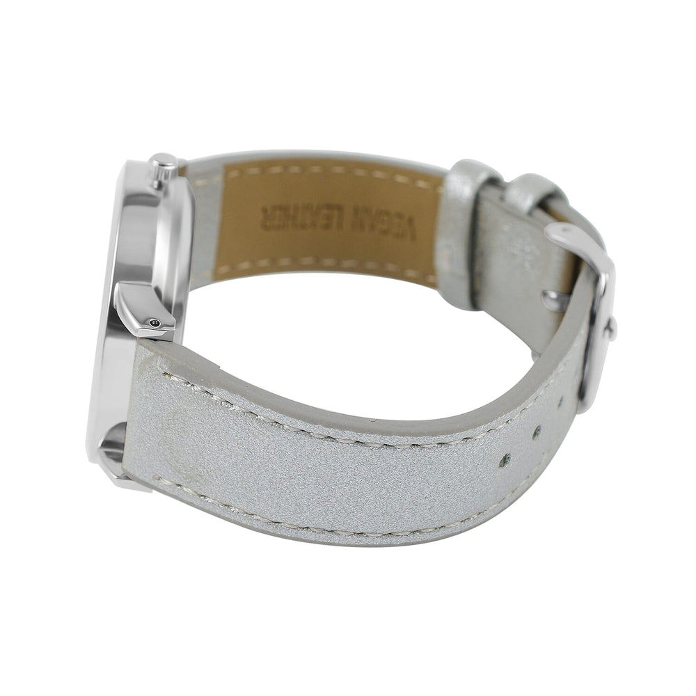Ladies Watch in Mineral Glass with Leather Strap - Silver