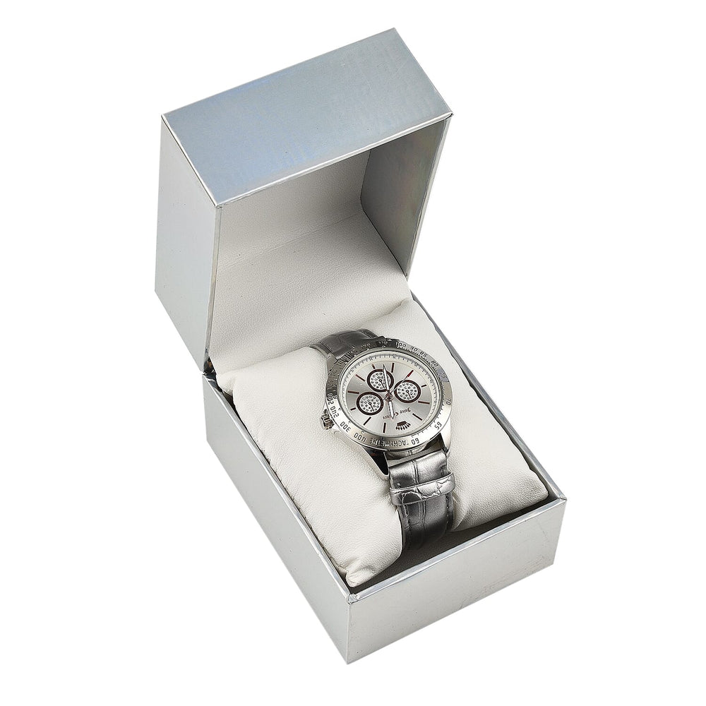 Ladies Watch in Mineral Glass with Leather Strap - Silver