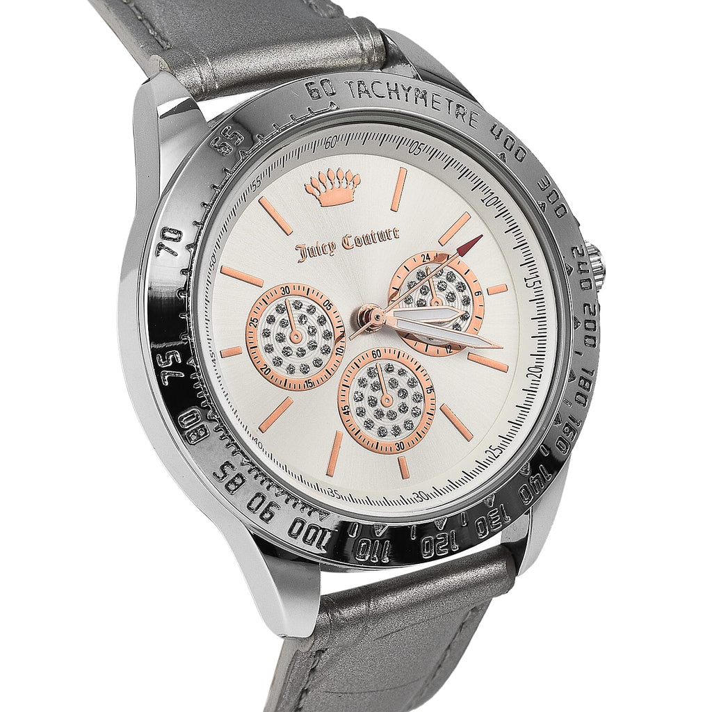 Juicy Couture Ladies Watch in Mineral Glass with Vegan Leather Strap - Silver