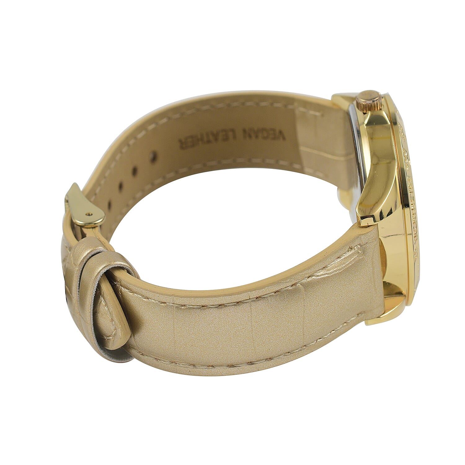 Juicy Couture Ladies Watch in Mineral Glass with Vegan Leather Strap - Gold