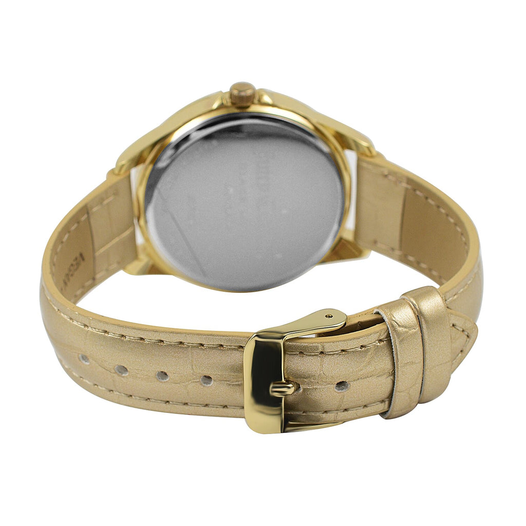 Juicy Couture Ladies Watch in Mineral Glass with Vegan Leather Strap - Gold