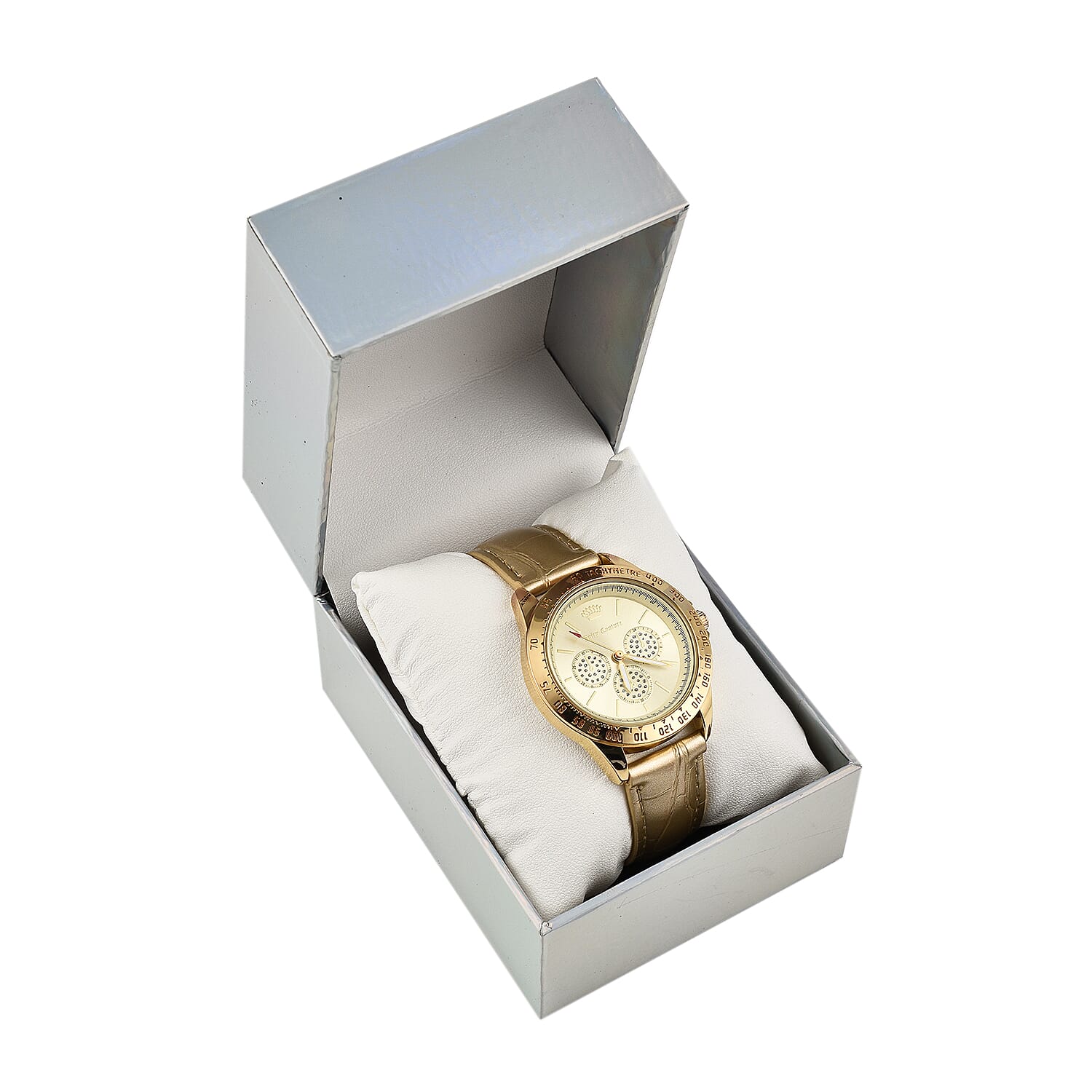 Juicy Couture Ladies Watch in Mineral Glass with Vegan Leather Strap - Gold
