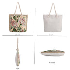 Jute Rose Tote Bag (Size 46x9x41 cm) - Black White & Black White
