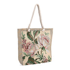 Jute Rose Tote Bag (Size 46x9x41 cm) - Black White & Black White