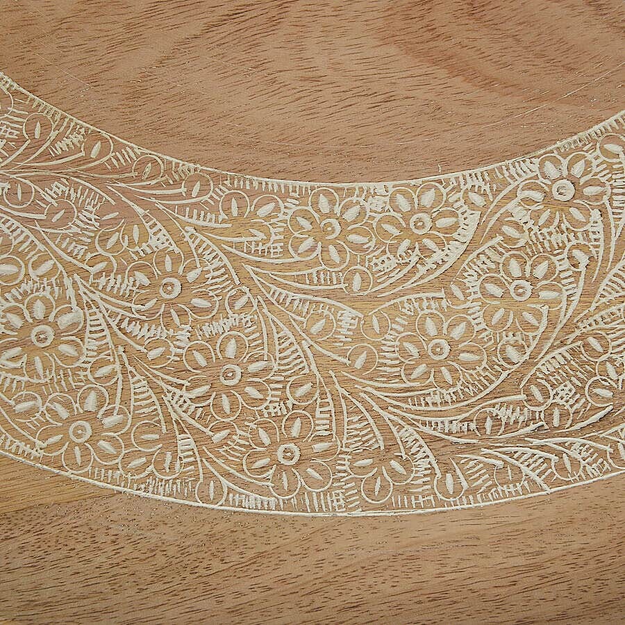 One Time Deal NAKKASHI Hand Carved Mango Wood Coffee Table (45x45x45cm) - White Finish