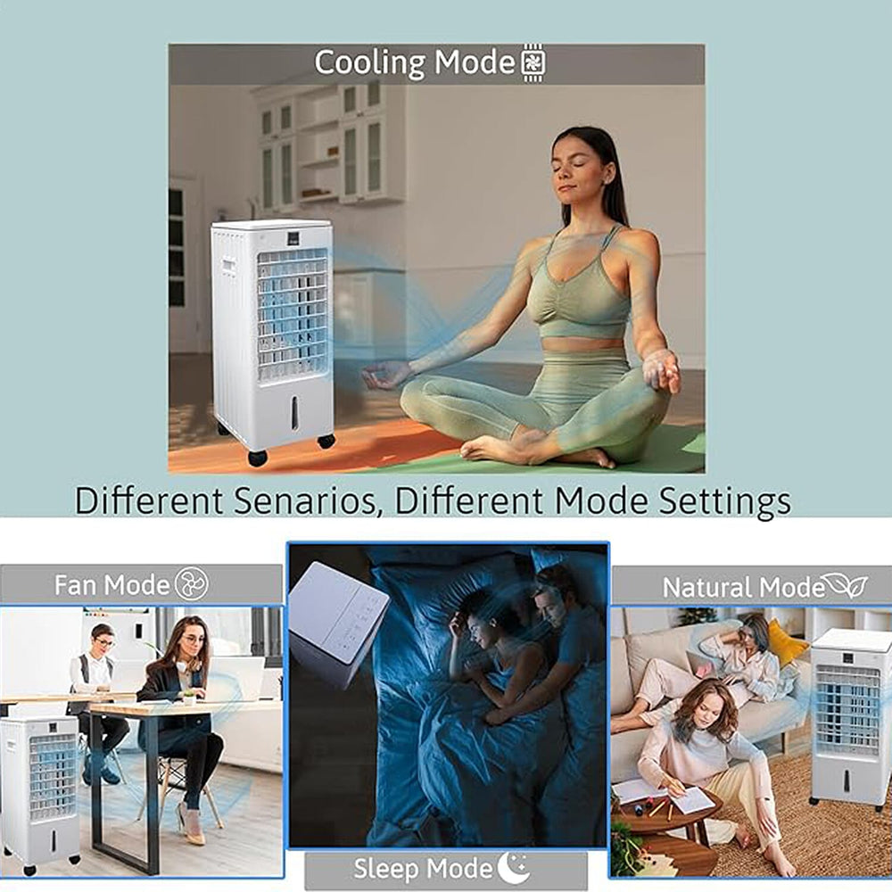 Summer Exclusive Deal - Portable 4L Air Cooler Fan with Remote Control 3 Speed Settings and Control Smooth Touch Panel Display