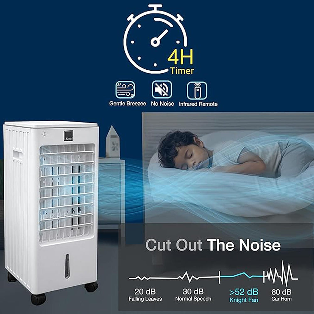 Summer Exclusive Deal - Portable 4L Air Cooler Fan with Remote Control 3 Speed Settings and Control Smooth Touch Panel Display