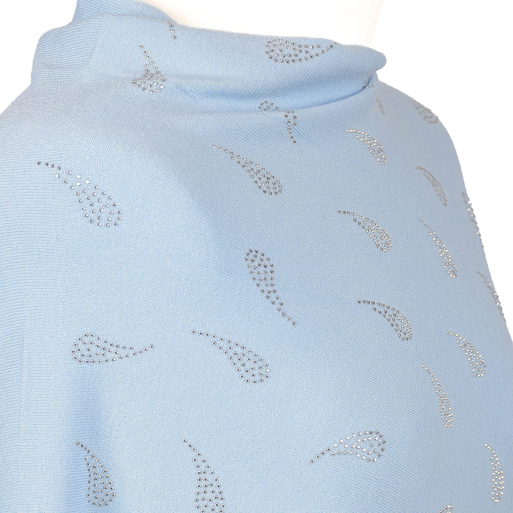 Kris Ana Paisley Scattered Baby Blue Poncho One Size (8-18)