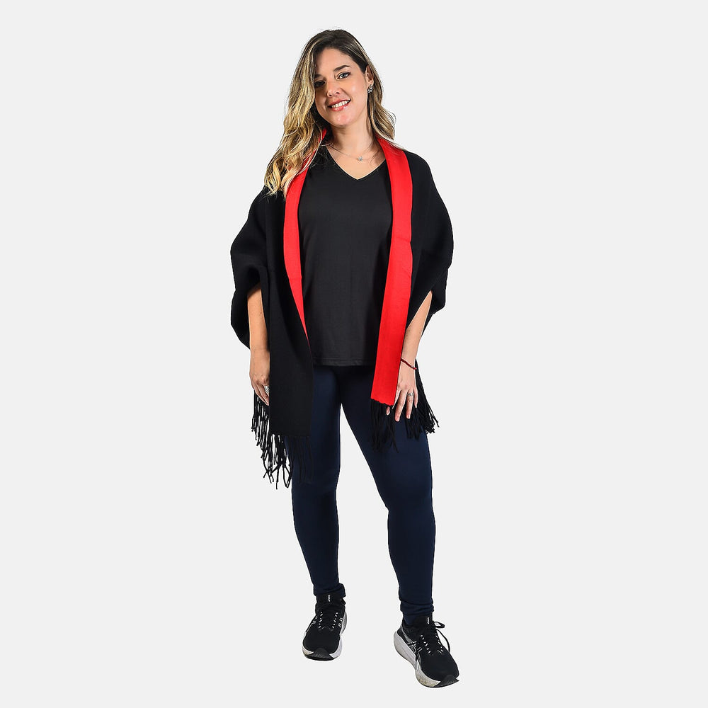 Kris Ana Wrap with Tassels - Black & Grey