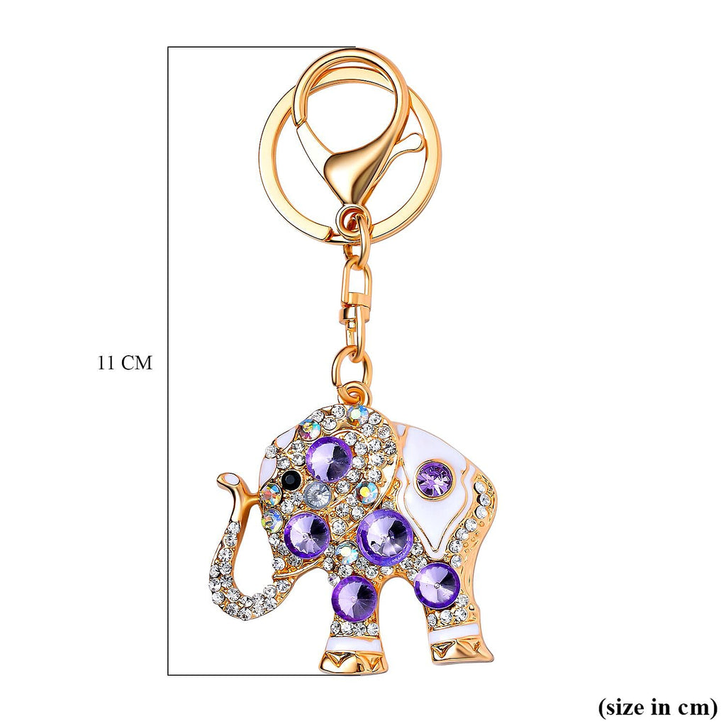 Set of 3 Sparkling Crystal Keychains With Different Designs (Bowknot, Christmas Tree, and Elephant) - Multi