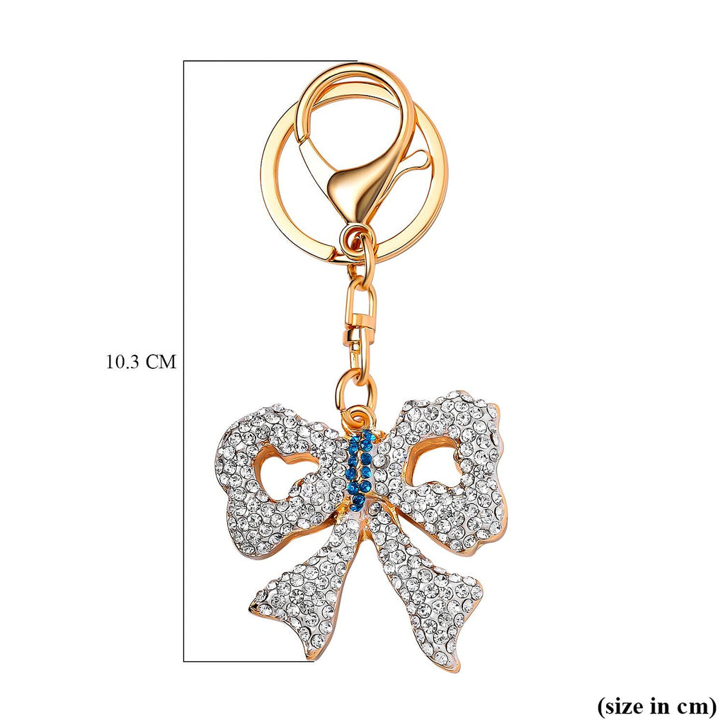 Set of 3 Sparkling Crystal Keychains With Different Designs (Bowknot, Christmas Tree, and Elephant) - Multi