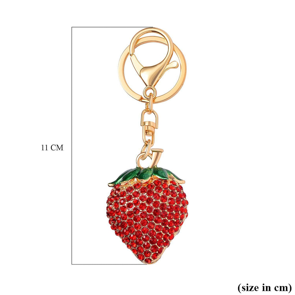 Set of 3 Keychains Decorated with Sparkling Rhinestones - (Strawberry, Elephant - Fairies)