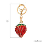 Set of 3 Keychains Decorated with Sparkling Rhinestones - (Strawberry, Elephant - Fairies)