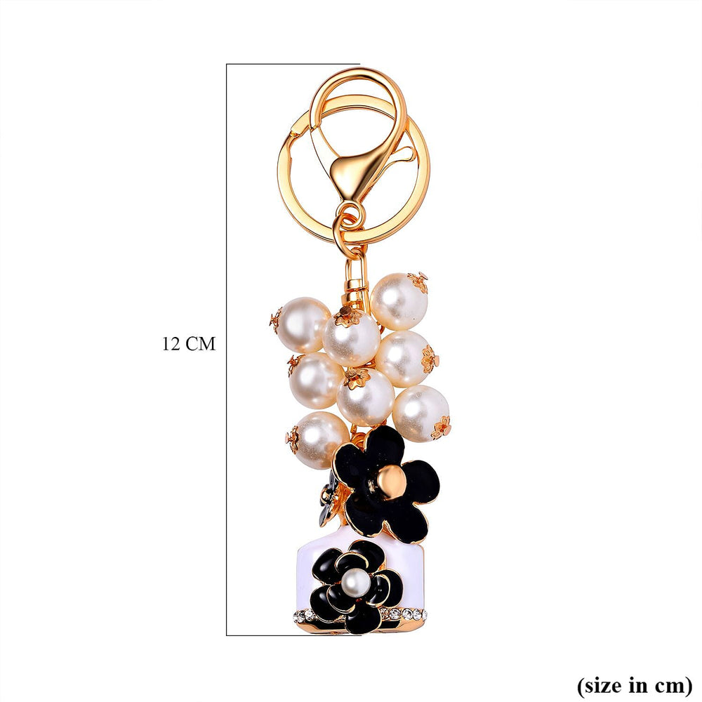 Set of 3 Sparkling Crystal Keychains With Different Desin (Flower, Rose and Bear) - Multi