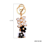 Set of 3 Sparkling Crystal Keychains With Different Desin (Flower, Rose and Bear) - Multi