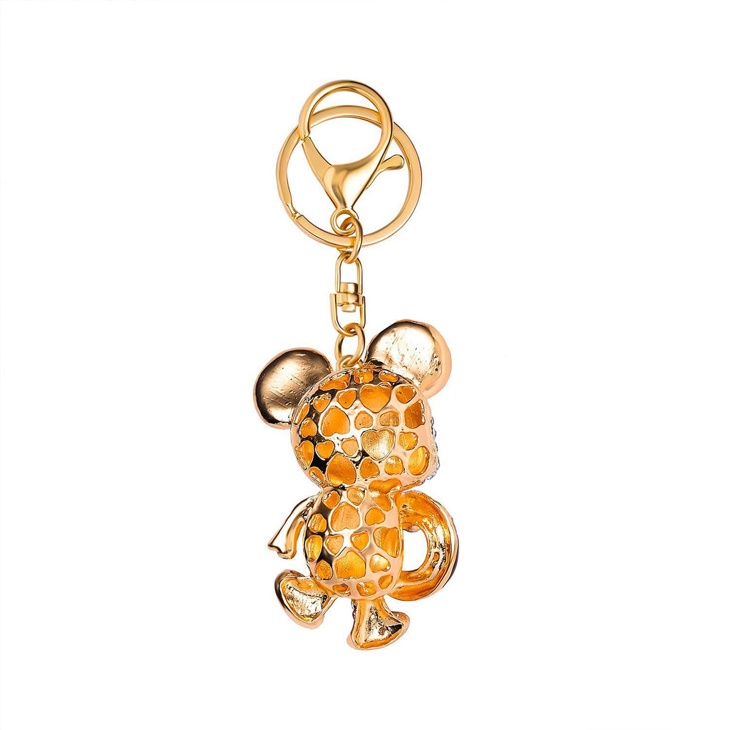 Set of 3 Keychains Decorated with Sparkling Rhinestones - (Monkey, Dog - Mouse)