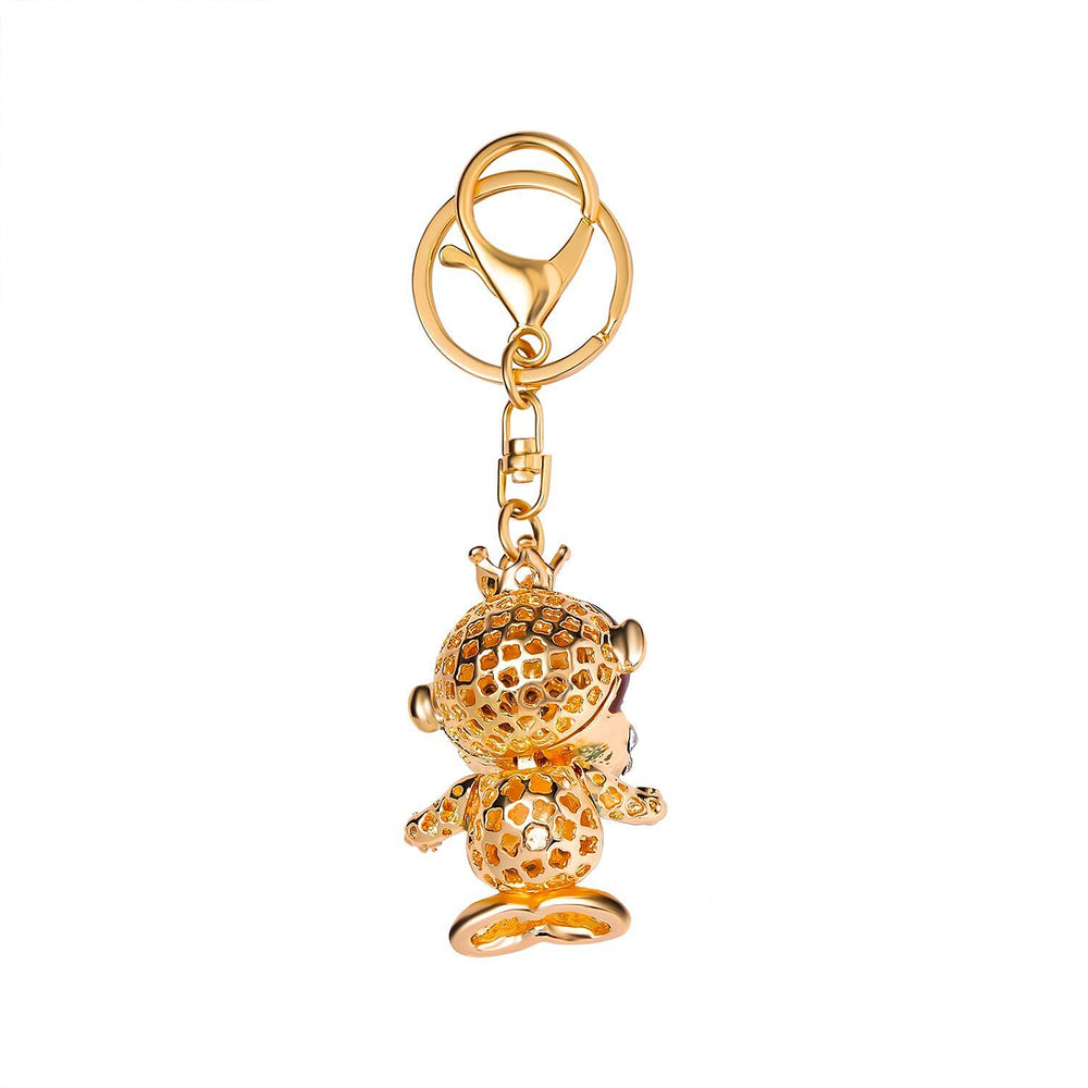 Set of 3 Keychains Decorated with Sparkling Rhinestones - (Monkey, Dog - Mouse)