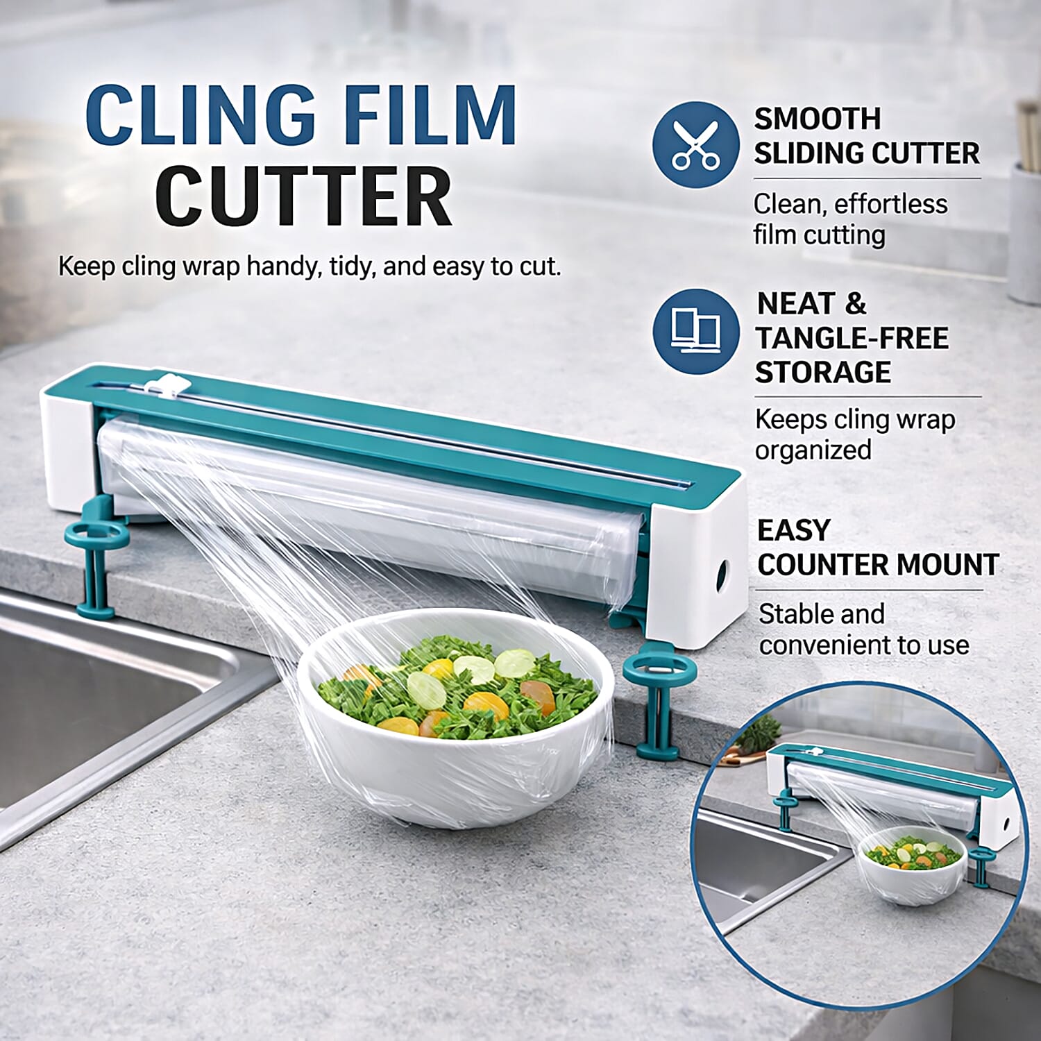 Cling Film Cutter – Effortless Cutting for Your Kitchen - Green