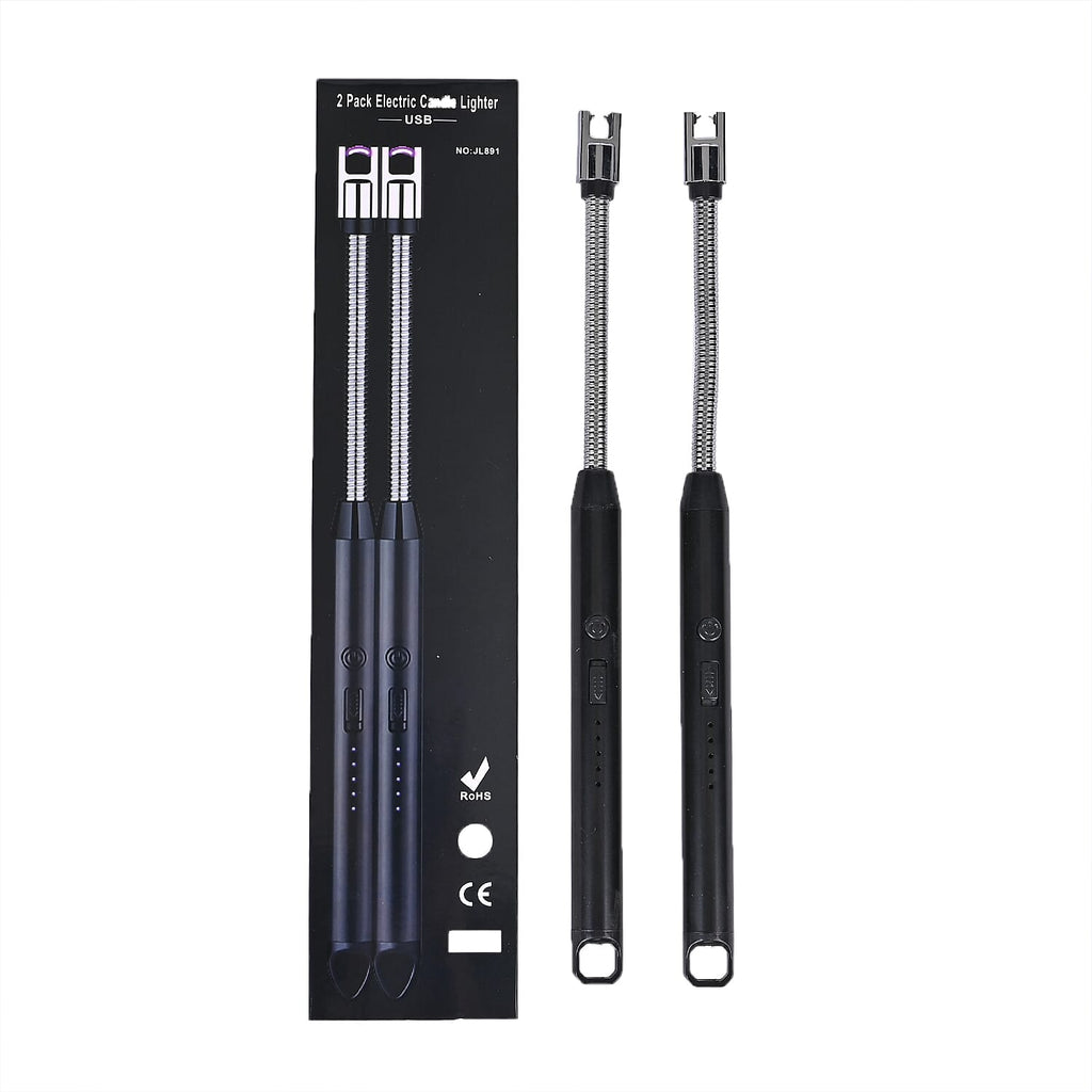 Set of 2 Rechargeable Electric Lighters - Black