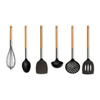 Masterchef 6 Piece Kitchen Utensil Set - Wood & Black