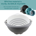 Set of 3 Funnel Double Layer Colander - Grey