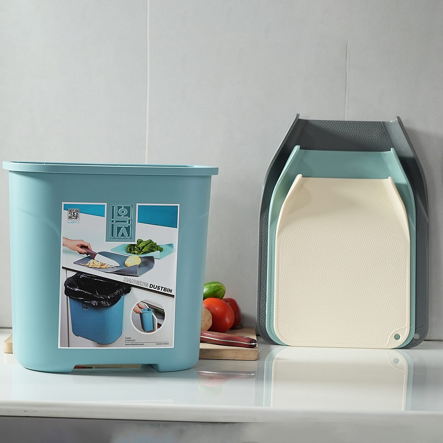 4 Piece Set Lightweight Hanging Cabinet Garbage Bin 3 Chopping Board