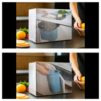 Set of 4 Lightweight Hanging Cabinet Garbage Bin with Chopping Boards (Size 27x17x27 cm) - Blue & Grey