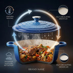 9 - Piece Cast Iron Cookware Set - 20cm Pot, Oval Casserole Dish, Roasting Pan - Skillet - Blue - White