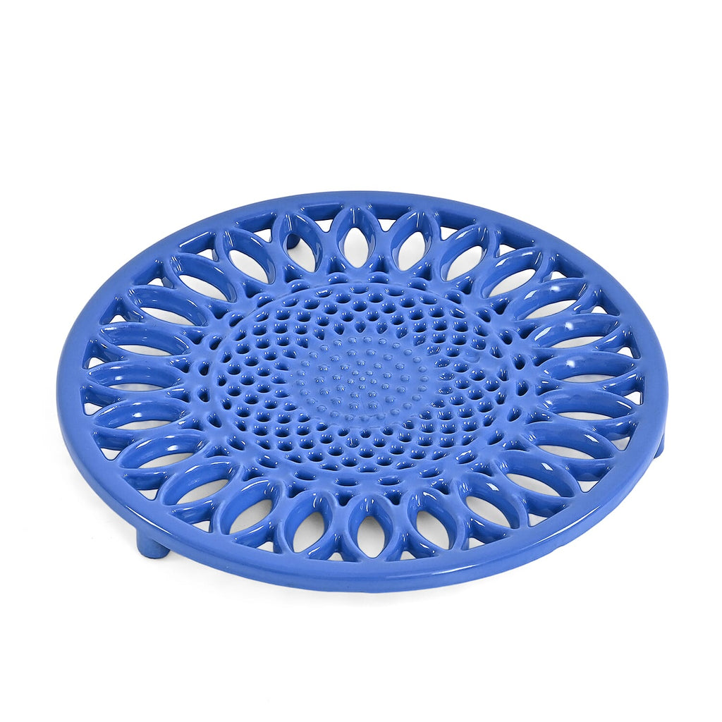 9 - Piece Cast Iron Cookware Set - 20cm Pot, Oval Casserole Dish, Roasting Pan - Skillet - Blue - White