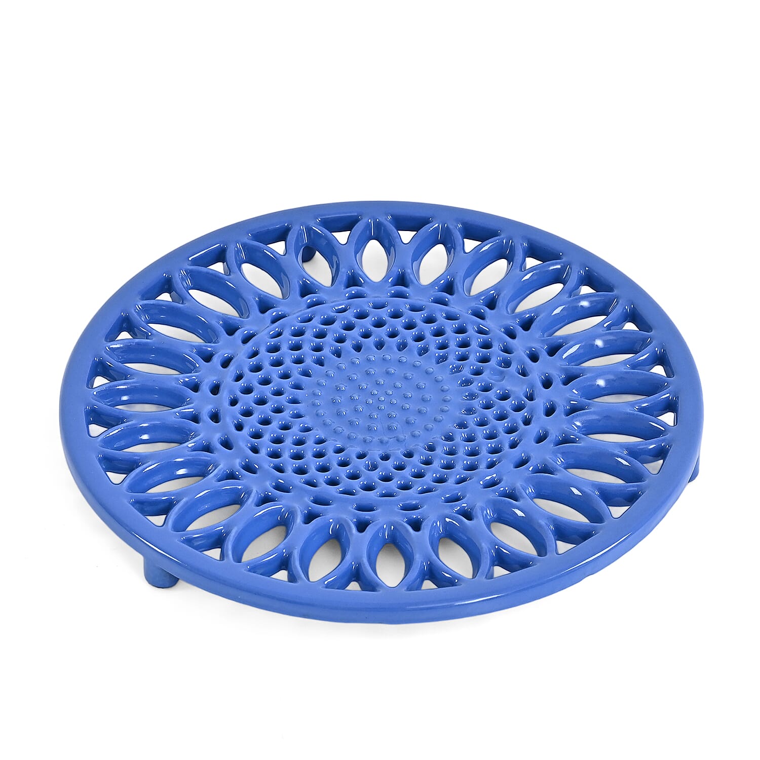 9 - Piece Cast Iron Cookware Set - 20cm Pot, Oval Casserole Dish, Roasting Pan - Skillet - Blue - White