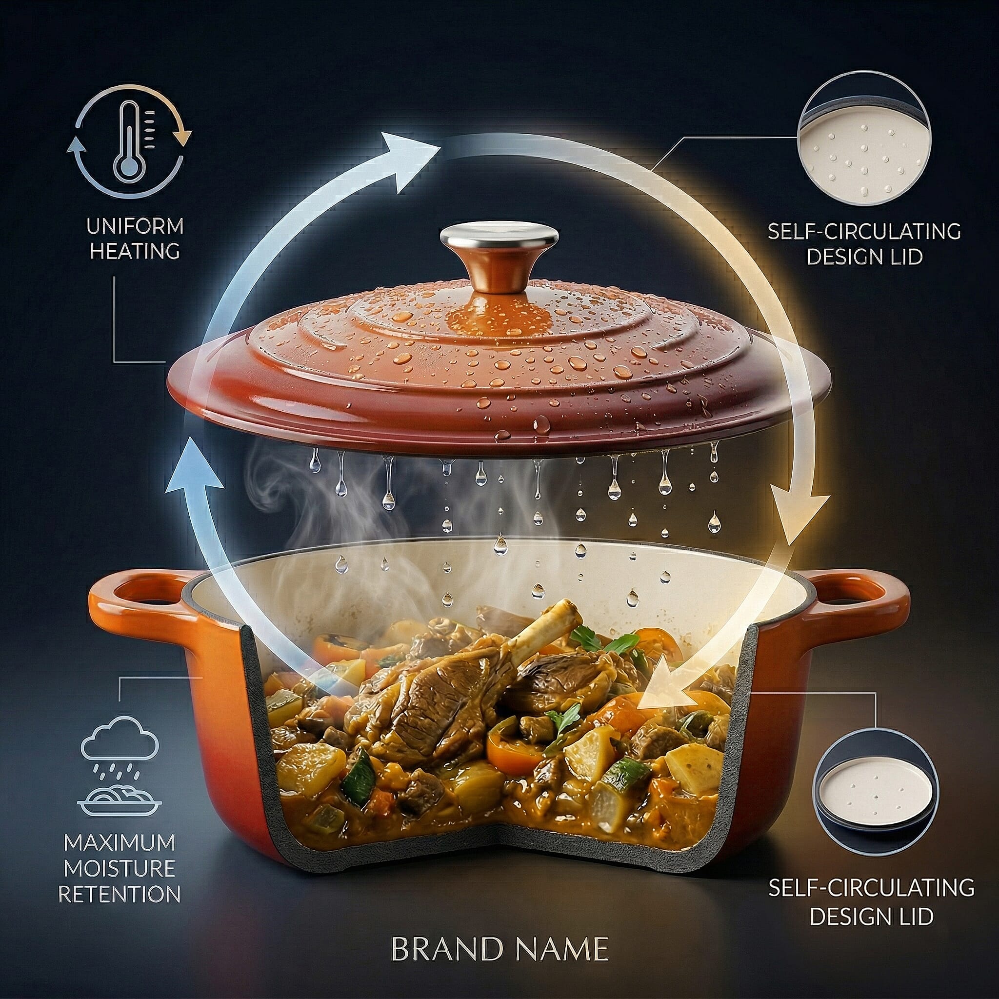9 - Piece Cast Iron Cookware Set - 20cm Pot, Oval Casserole Dish, Roasting Pan - Skillet - Orange - White