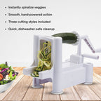 Spiralizer - Veg and Fruit - 3 Cutting Blades - Ribbons and Noodles  - White