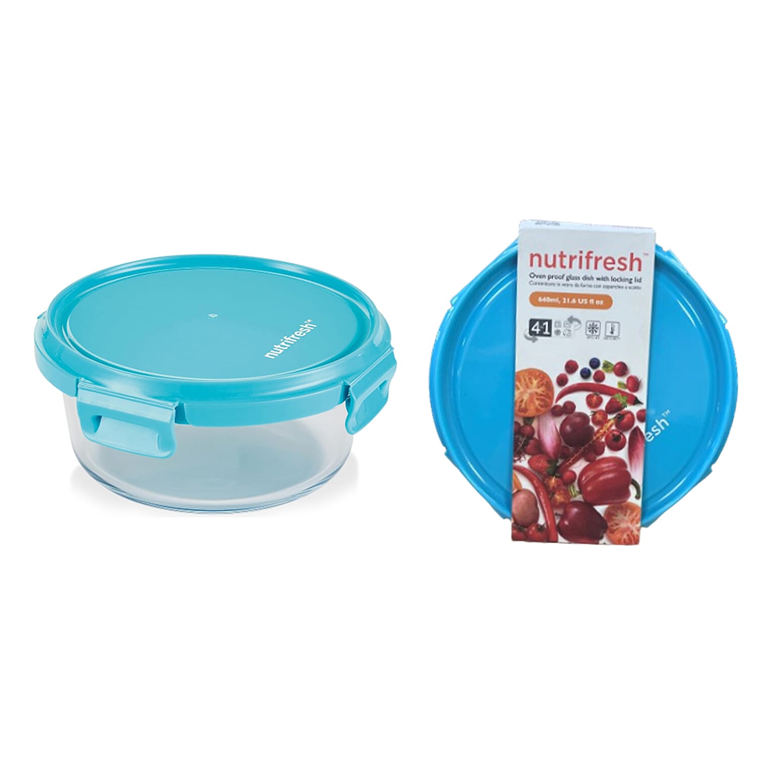 Set of 2 Nutrifresh Food Storage Container with Lid (960 ML)