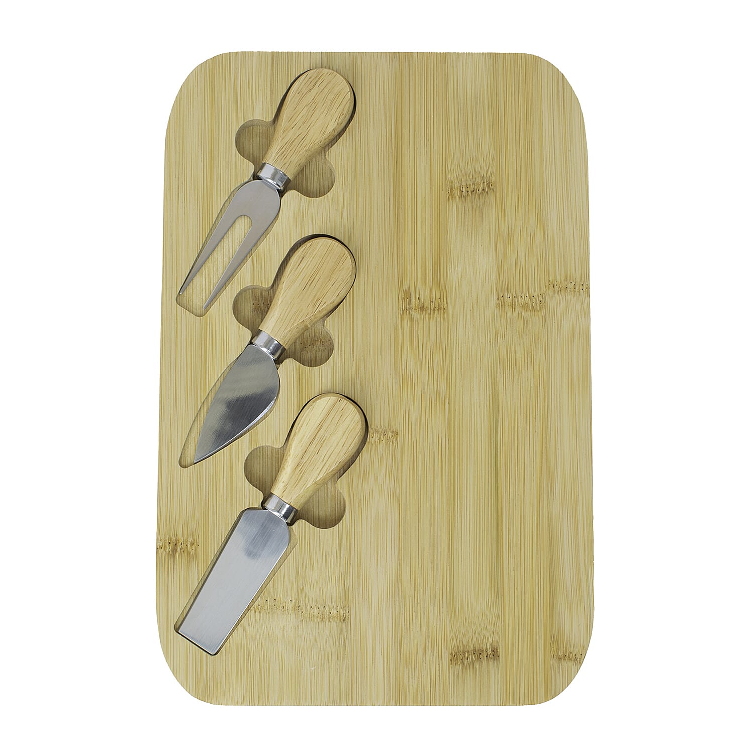 Bamboo Cheese Board with 3 Cheese Knives - Wood